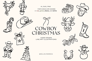Cowboy Christmas Illustrations
