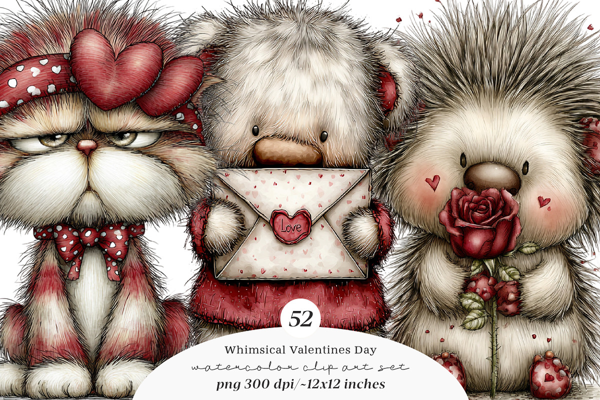 Whimsical valentines day clip art, an Illustration by SinaCreation (Photo 1 of 11)