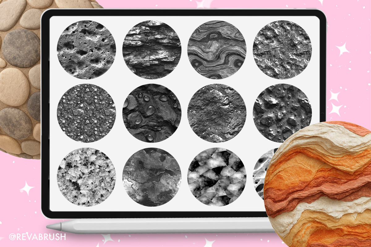 Procreate Stone texture brushes, a Brush Add-On by Revabrush (Photo 5 of 7)