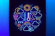 Weather Neon Vector Icons Set, an Outline Icon by Anna_leni (Thumbnail 5 of 11)