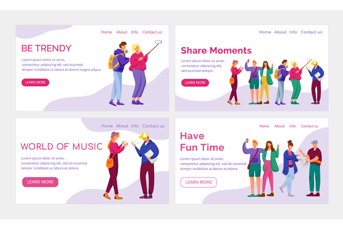 Teenager culture landing page, a Landing Page Template by IMG visuals characters