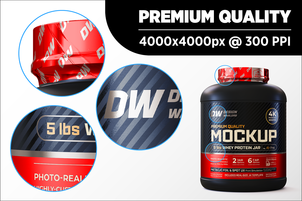 5lb Whey Protein Jar Mockup A1-Pro, a Packaging Mockup by Design Warlord (Photo 12 of 16)