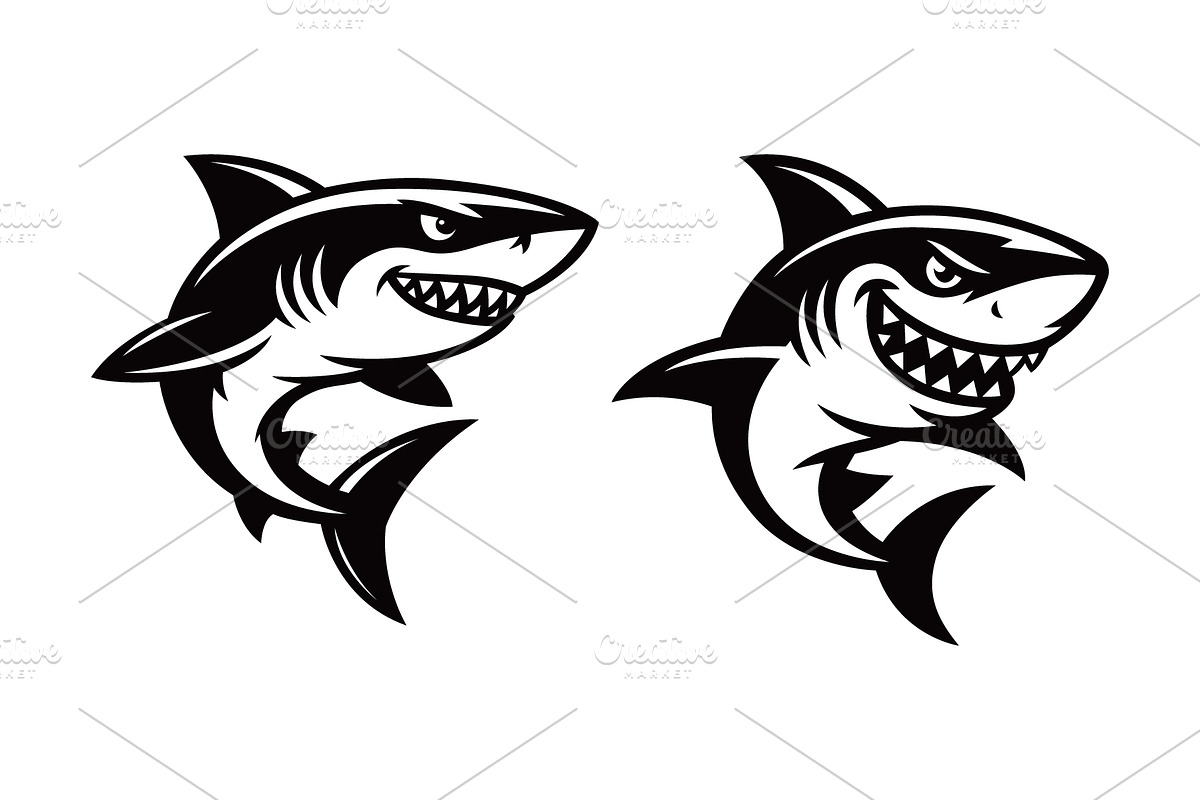 Hungry Sharks, an Animal Illustration by Pixes