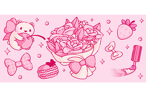 Y2K coquette aesthetic dessert, an Illustration by art PVP - market