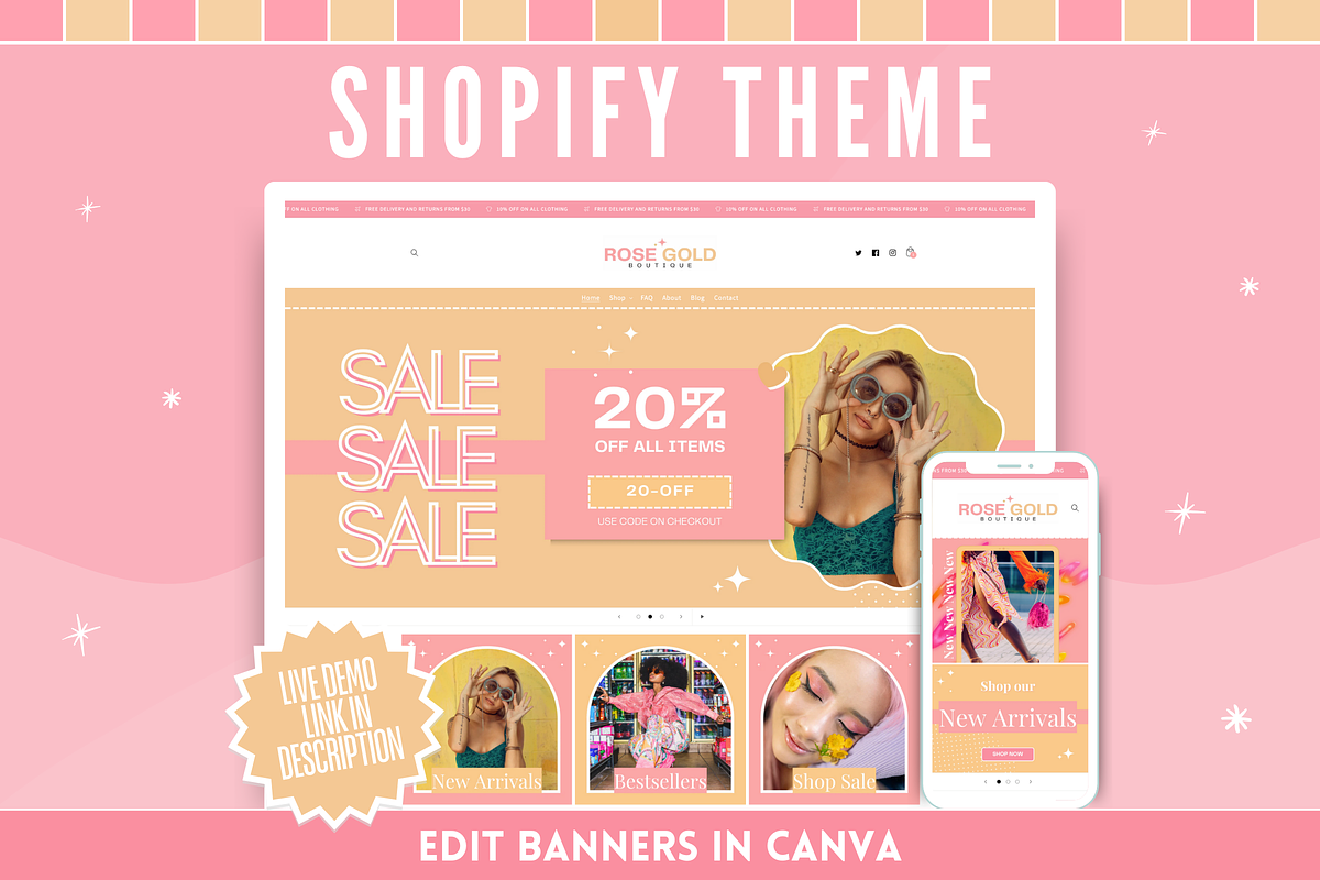 Rose Gold Shopify Theme, a Shopify Template by SunshineStudioBoutique (Photo 1 of 10)