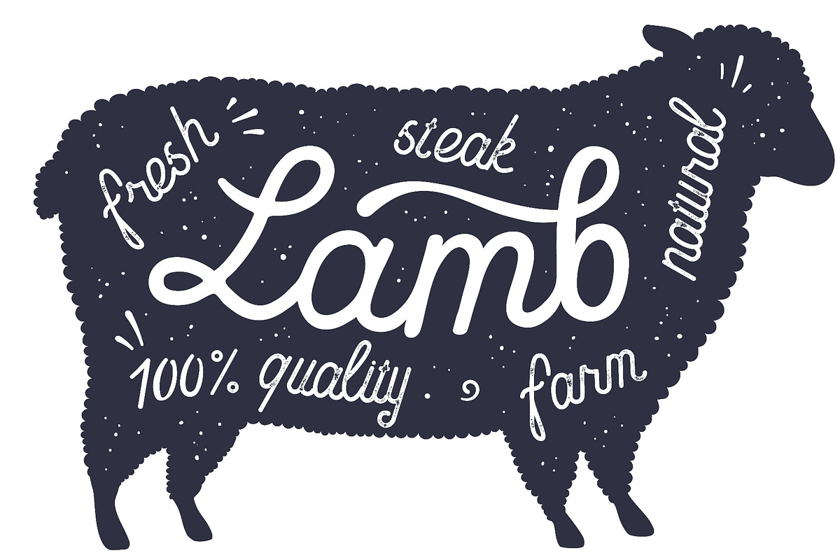 Sheep, lamb, lettering. Silhouette, a Food Illustration by Foxys Graphic (Photo 2 of 3)