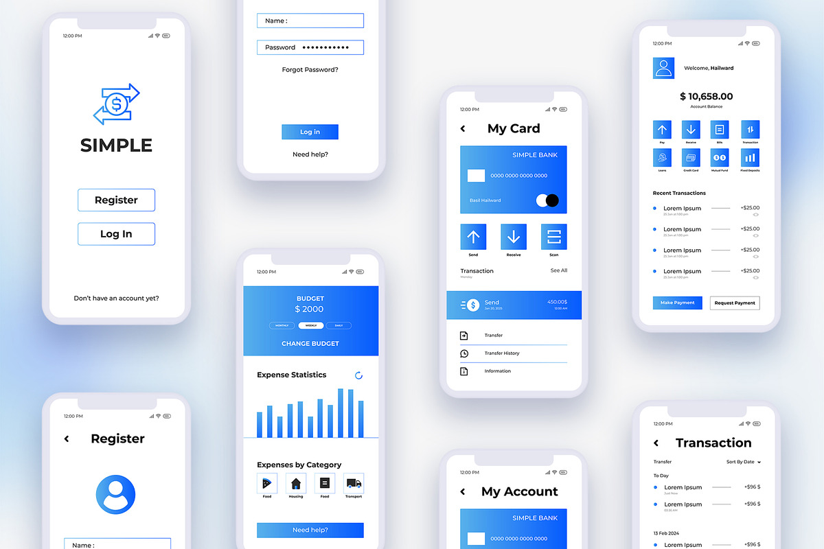 Banking App Interface UI Kit, an UI Kit Template by CreativeShaper (Photo 2 of 3)