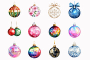 Watercolor Christmas Balls Clipart, an Illustration by Design Market (Thumbnail 2 of 4)