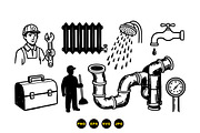 Classic Plumbing Tools Vector Set, an Illustration by designvectx (Thumbnail 3 of 3)