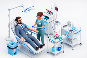 Blood draw scene in a modern clinic, a Health & Medical Photo by angellodeco