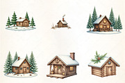 Cozy Cabin in the Woods Clipart, an Illustration by CrexoraLab (Thumbnail 2 of 5)