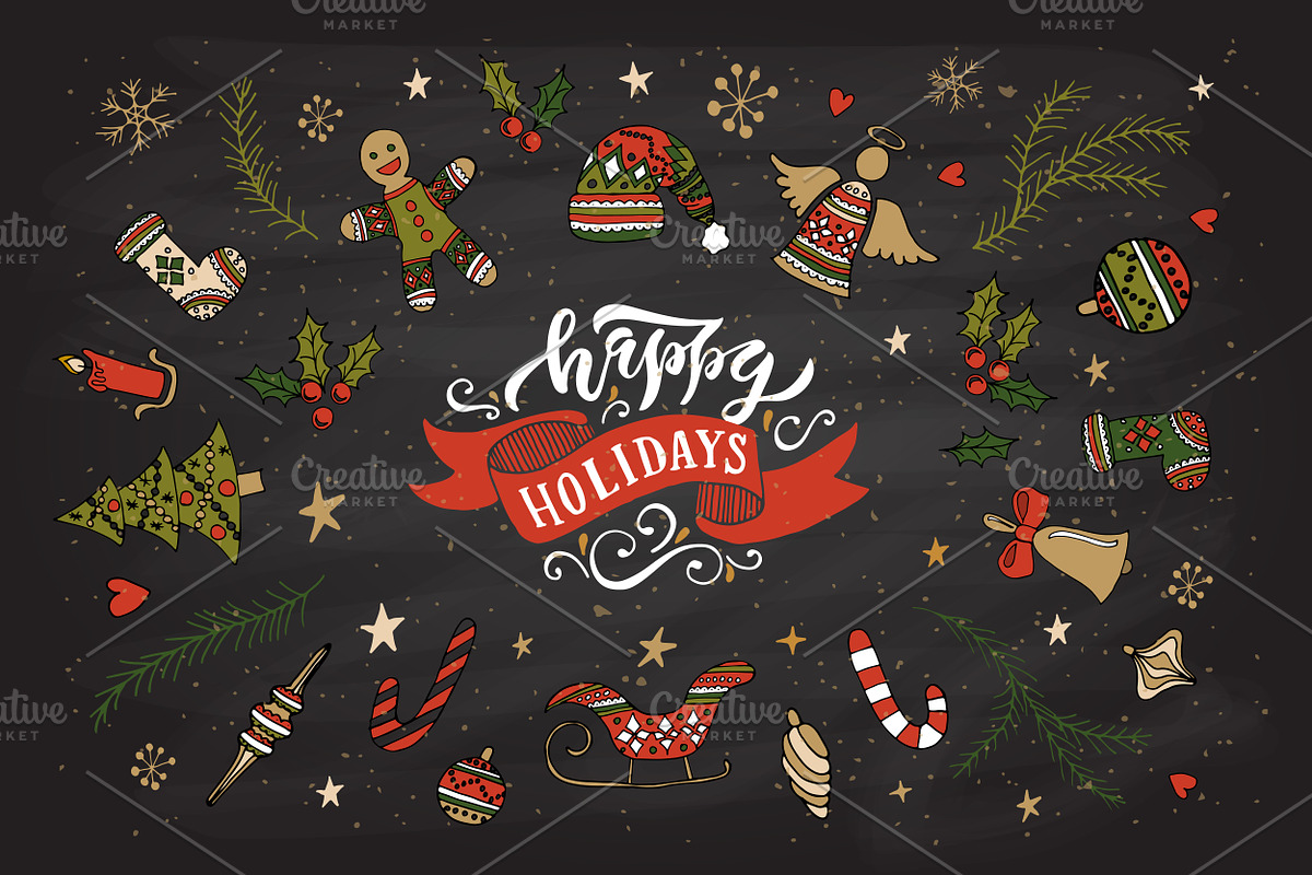 Happy Holidays Card Template, a Templates & Theme by Svetlana Kurako