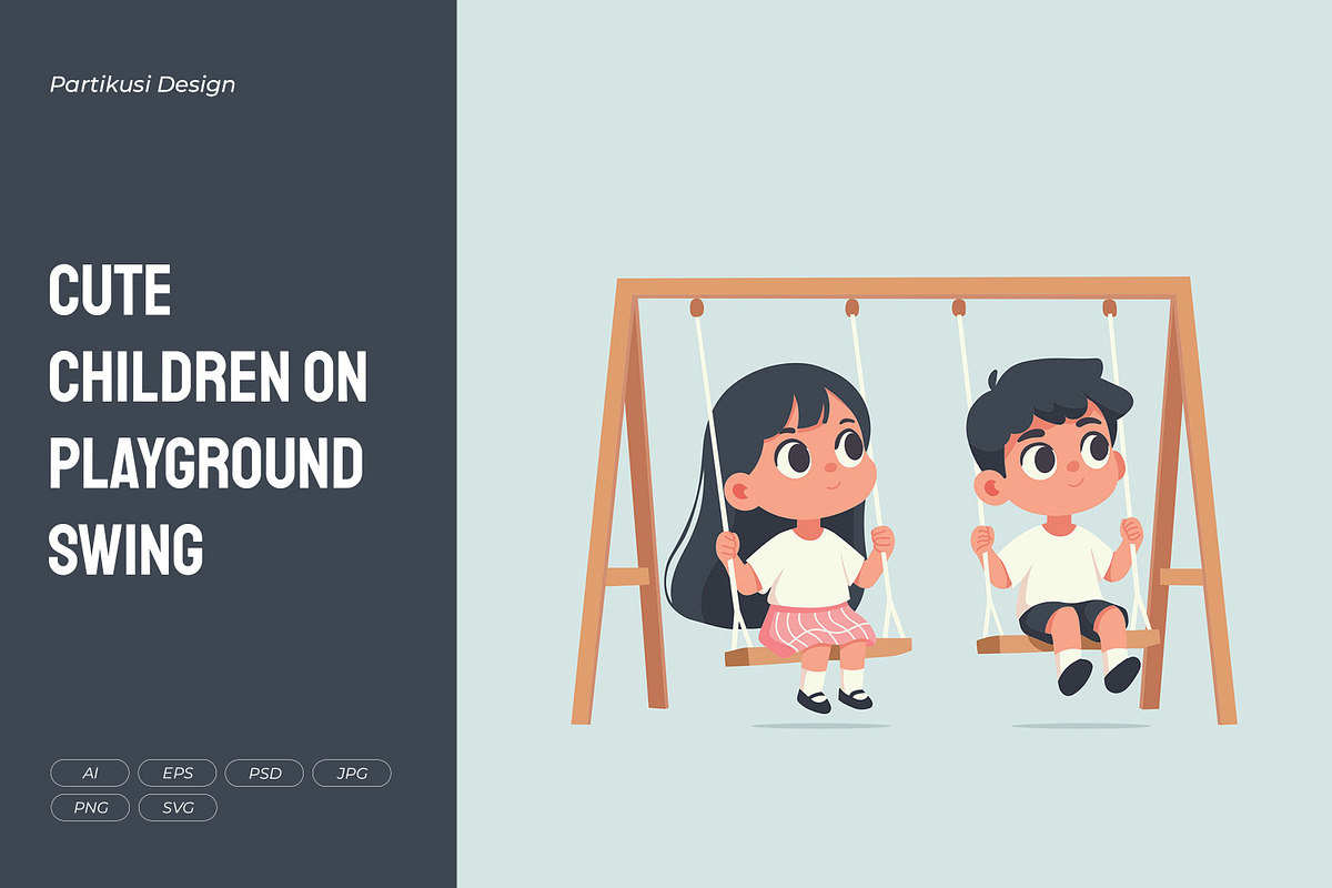 Cute Children on Playground Swing, a Person Illustration by Partikusi Design (Photo 1 of 3)