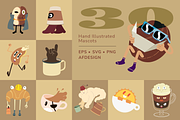 Cafe Mascots Illustration Vector, a Food Illustration by rightbraincells (Thumbnail 2 of 6)