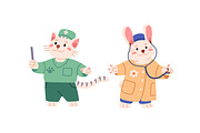 Cute animals doctors set, an Animal Illustration by PaperTrident (Thumbnail 4 of 6)
