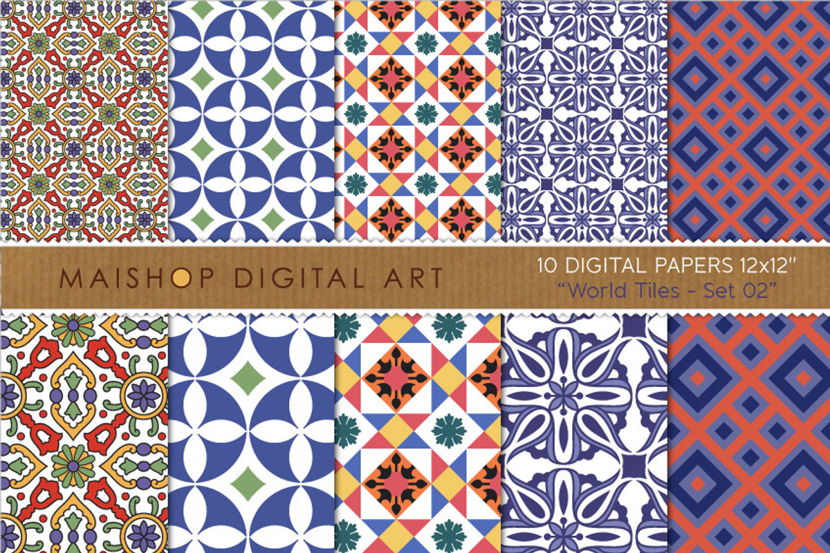Digital Paper World Tiles Set 02