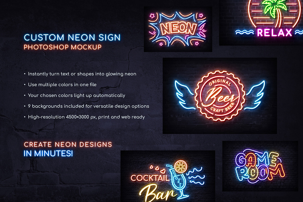 Custom Neon Sign Photoshop Mockup, a Mockup by Andrew Skoch Design (Photo 10 of 11)