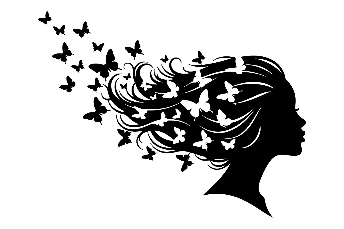 Woman Butterfly Hair Silhouette, an Object 3D Model by yasushie (Photo 25 of 31)
