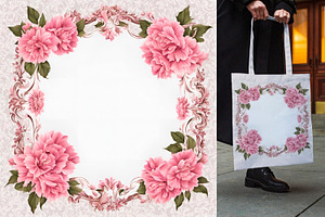 SET Mockup Border Frame Flower Rose