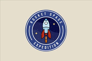 Rocket Space Ship Emblem Logo Vector