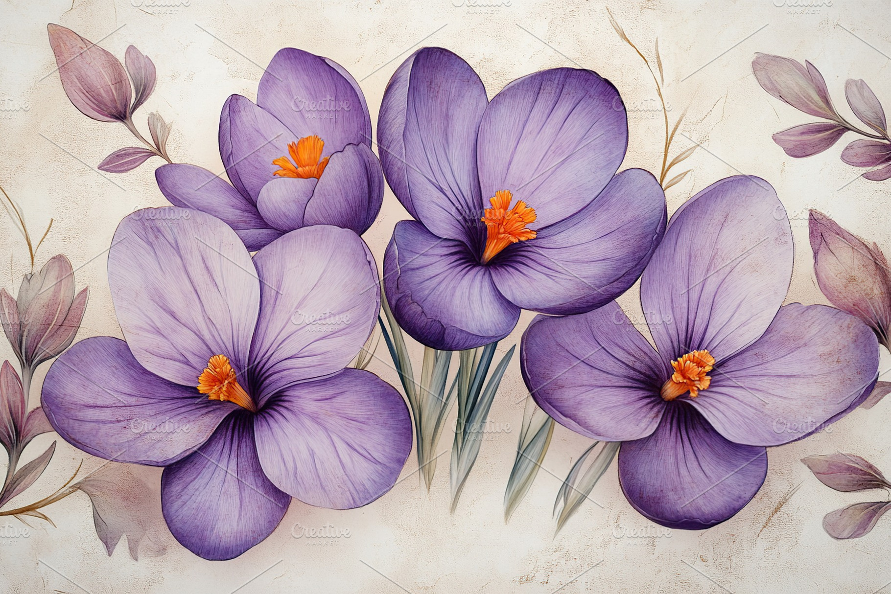 Illustration of spring crocus flowers, a Nature Photo by AlyaAnd