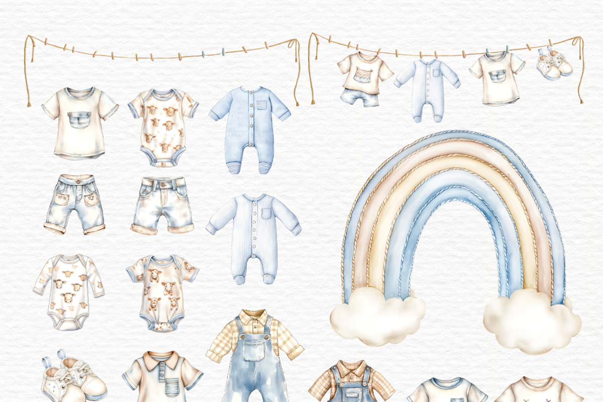 Watercolor baby boy toy blue clipart, a Decorative Illustration by Invite to Clipart (Photo 3 of 7)