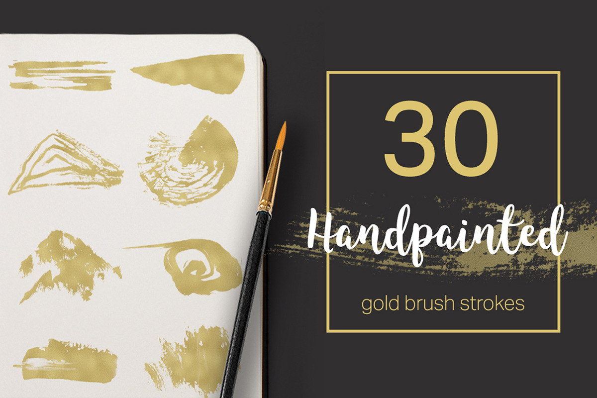 Gold brush strokes + BONUS, an Object Graphic by The Black & Art (Photo 1 of 10)