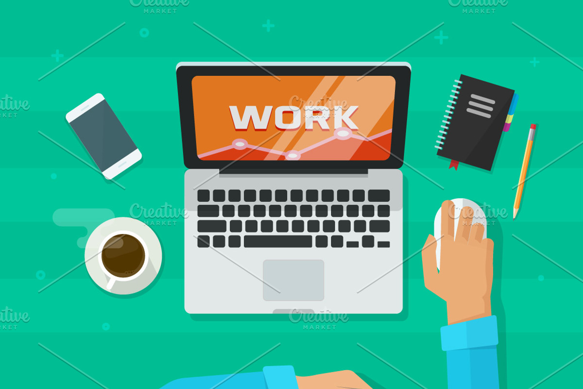 Working From Home Desk Vector, an Education Illustration by vladwel
