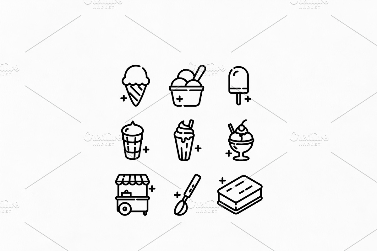 Ice Cream & Gelato Line Icons, an Outline Icon by Lyolya Profitrolya (Photo 2 of 2)