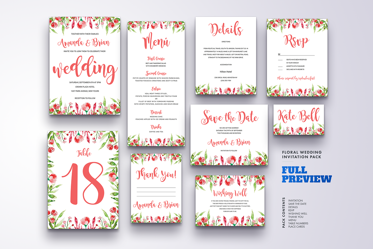 Floral Wedding Invitation Bundle, an Invitation Template by LovePowerDesigns (Photo 15 of 17)