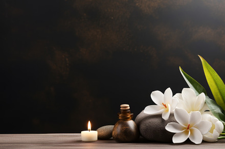 Spa Ambiance with Candle and Orchids, an Abstract Photo by Natalia Klenova's Shop