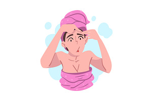 Young Woman with Towel on her Head, a Person Illustration by TopVectors