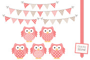 Coral Owl Vectors & Papers, an Animal Illustration by Amanda Ilkov (Thumbnail 2 of 3)