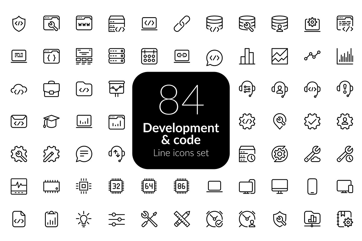 Development & Code line icons, an Outline Icon by AIWD (Photo 1 of 2)