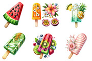 Summer Popsicle Ice Cream Clipart, a Seasonal Illustration by DreamArtGraphic (Thumbnail 2 of 4)