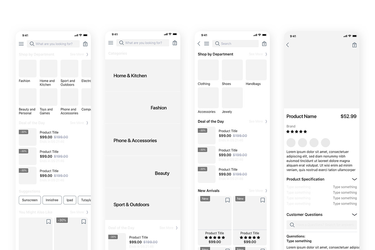Buey E-commerce app Wireframe Kit, a Wireframe Template by Capi Product (Photo 8 of 10)