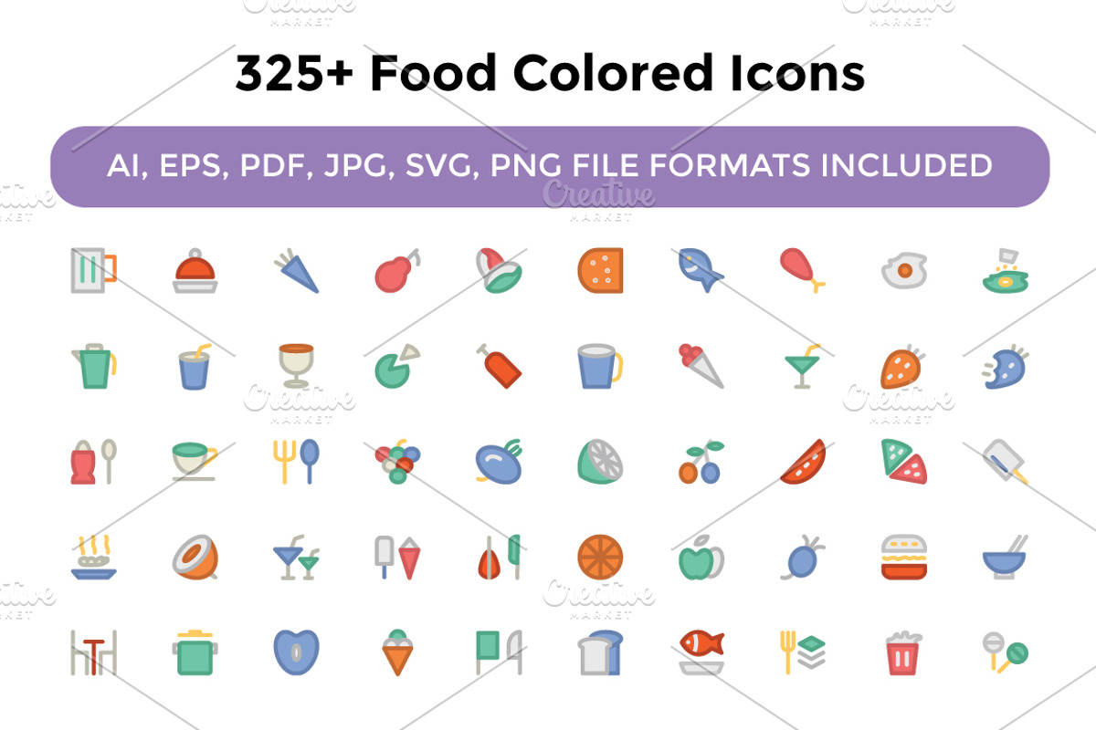 325+ Food Colored Icons, an Icon by Vectors Market