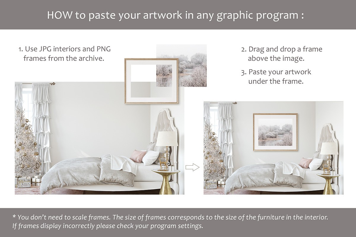 ROMANTIC CHRISTMAS Wall&Frame Mockup, a Poster Template by MyHomeMockups (Photo 11 of 11)