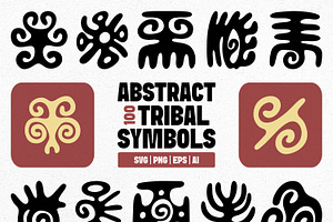Abstract Tribal Symbols, a Solid Icon by Tekuni