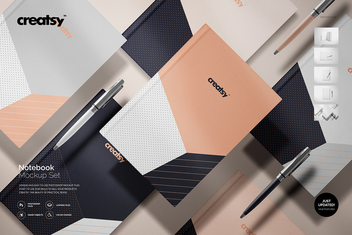 Notebook Mockup Set, a Print Template by Creatsy (Photo 1 of 12)