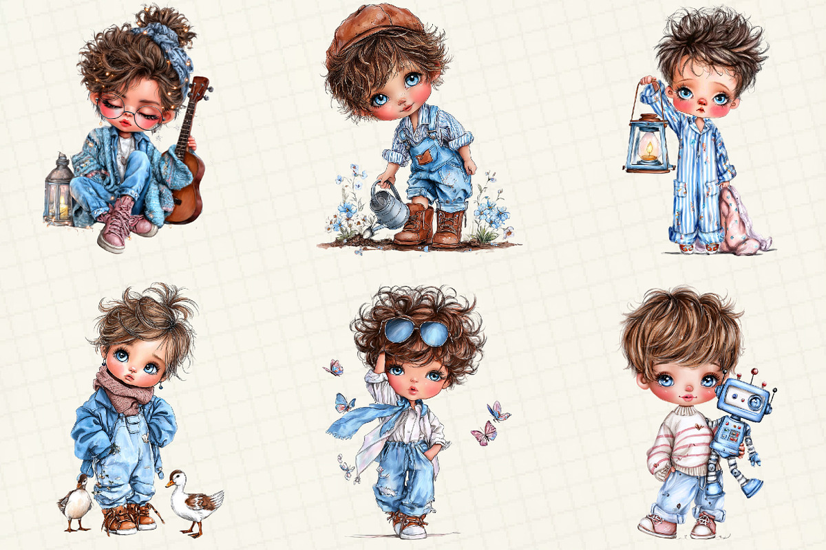 Quirky Cute Little Boy Clipart, an Illustration by DreamCafeArt (Photo 5 of 6)