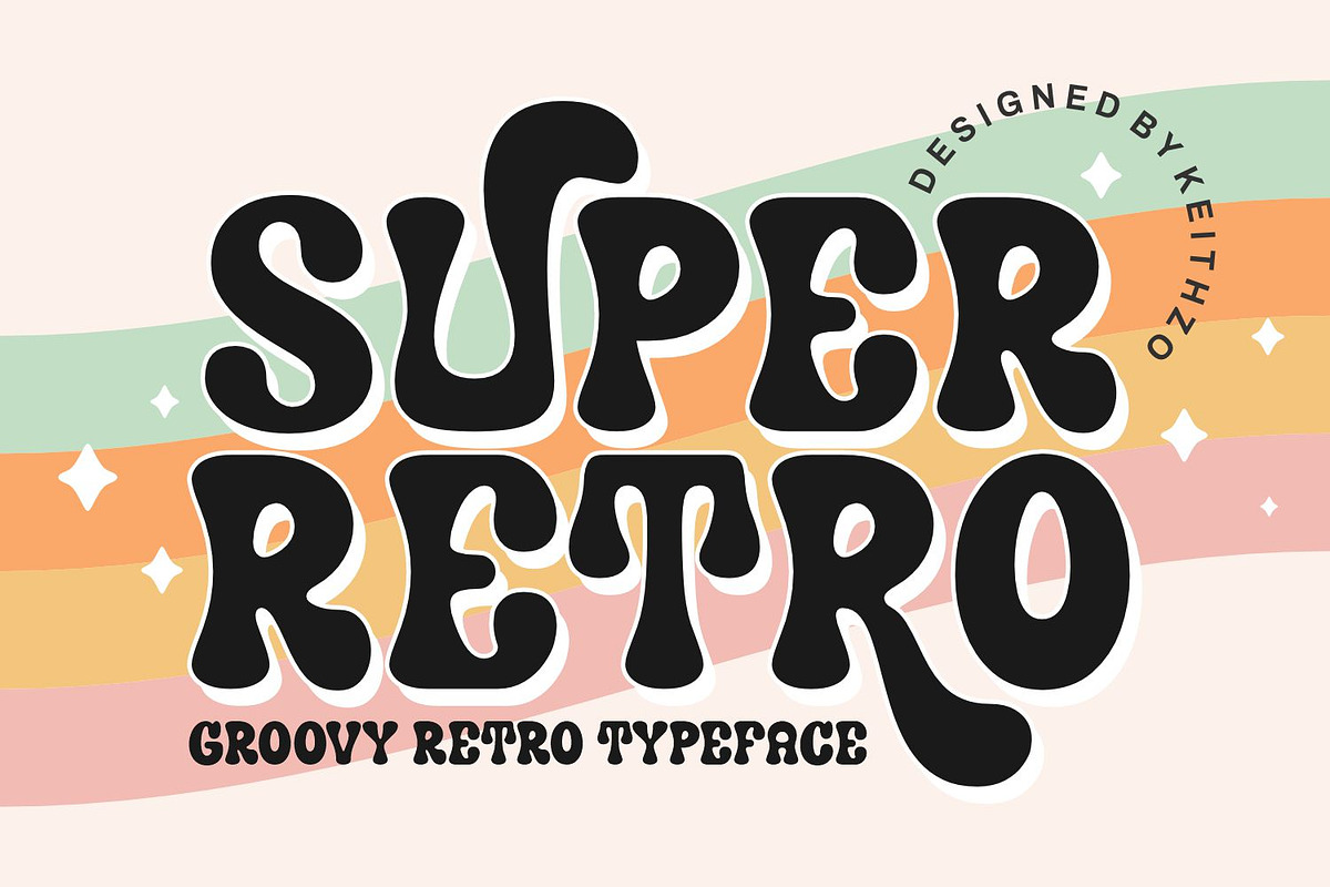 Super Retro - Groovy Font, a Sans Serif Font by Keithzo (Photo 1 of 8)