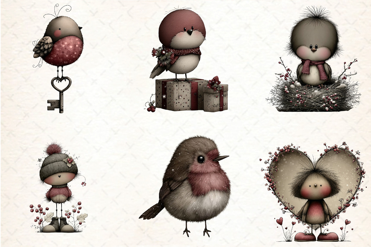 Whimsical Robin Bird Clipart, an Illustration by DreamCafeArt (Photo 7 of 7)
