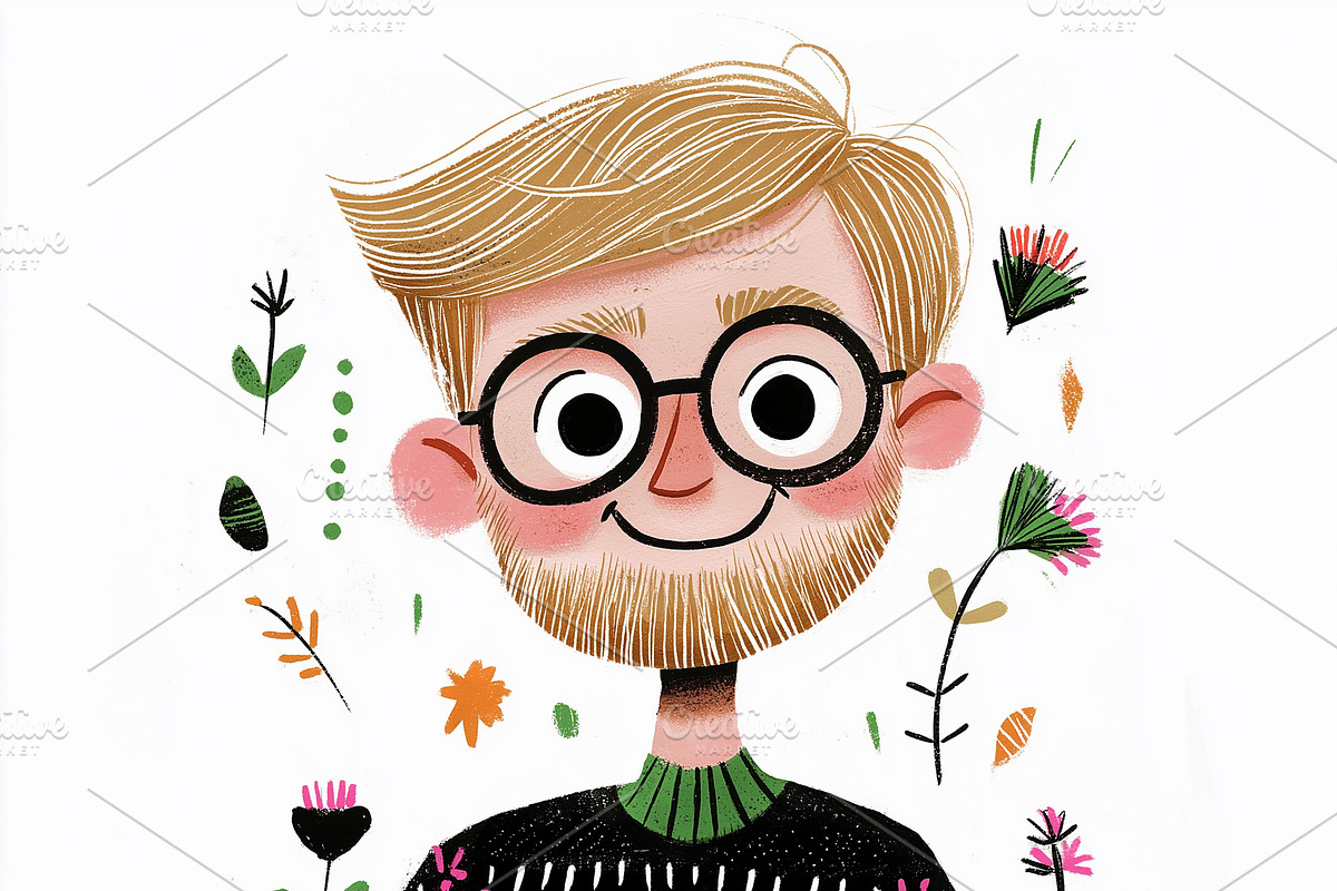 A smiling young man with blond hair, a Person Illustration by Sybillla