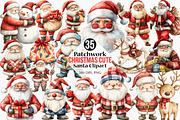 Patchwork Christmas Cute Santa, an Illustration by Canvas Craft (Thumbnail 1 of 8)