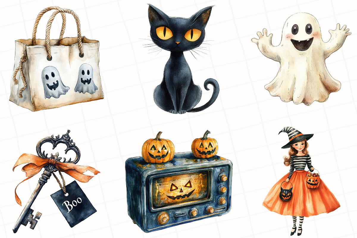 Vintage Halloween Clipart, an Illustration by OK Design (Photo 4 of 5)