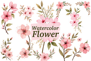 Romantic Pink Floral Clipart, an Illustration by jahid234