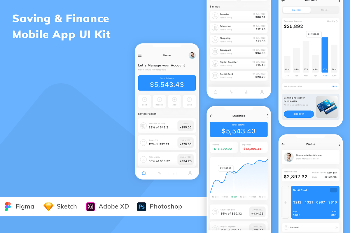 Saving & Finance Mobile App UI Kit, an UI Kit Template by Betush
