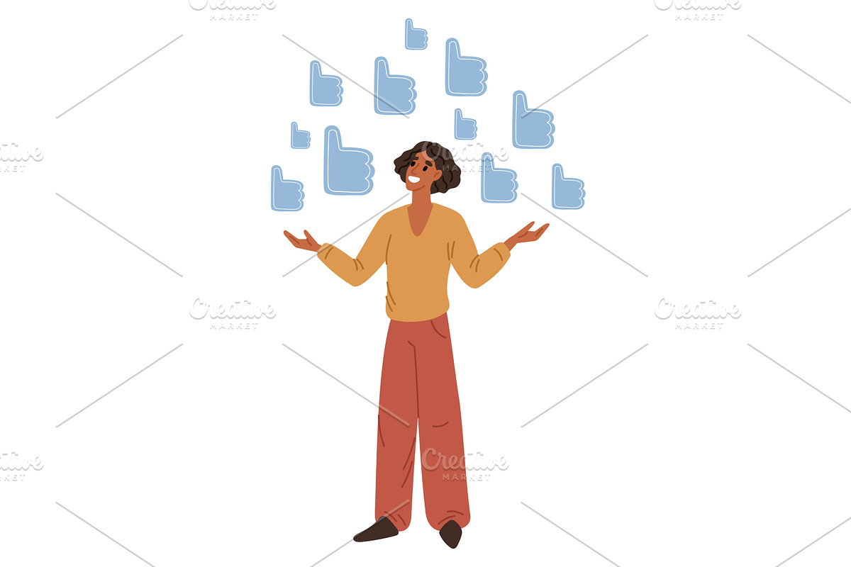Woman surrounded by symbols of, a Person Illustration by Vectorbuum