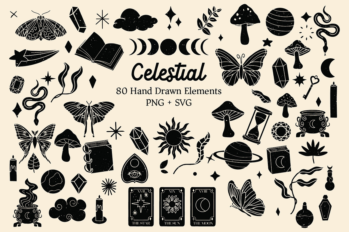 Celestial Retro Clipart Bundle, an Object Illustration by Ginny and Sam (Photo 3 of 8)